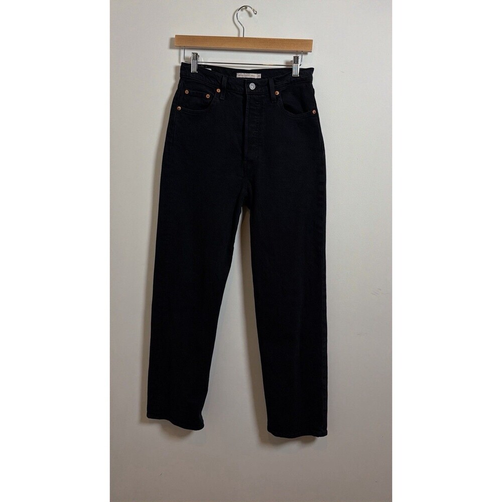 Levi’s Premium Ribcage Straight Ankle Jeans Women’s 28 Black High Rise 72693